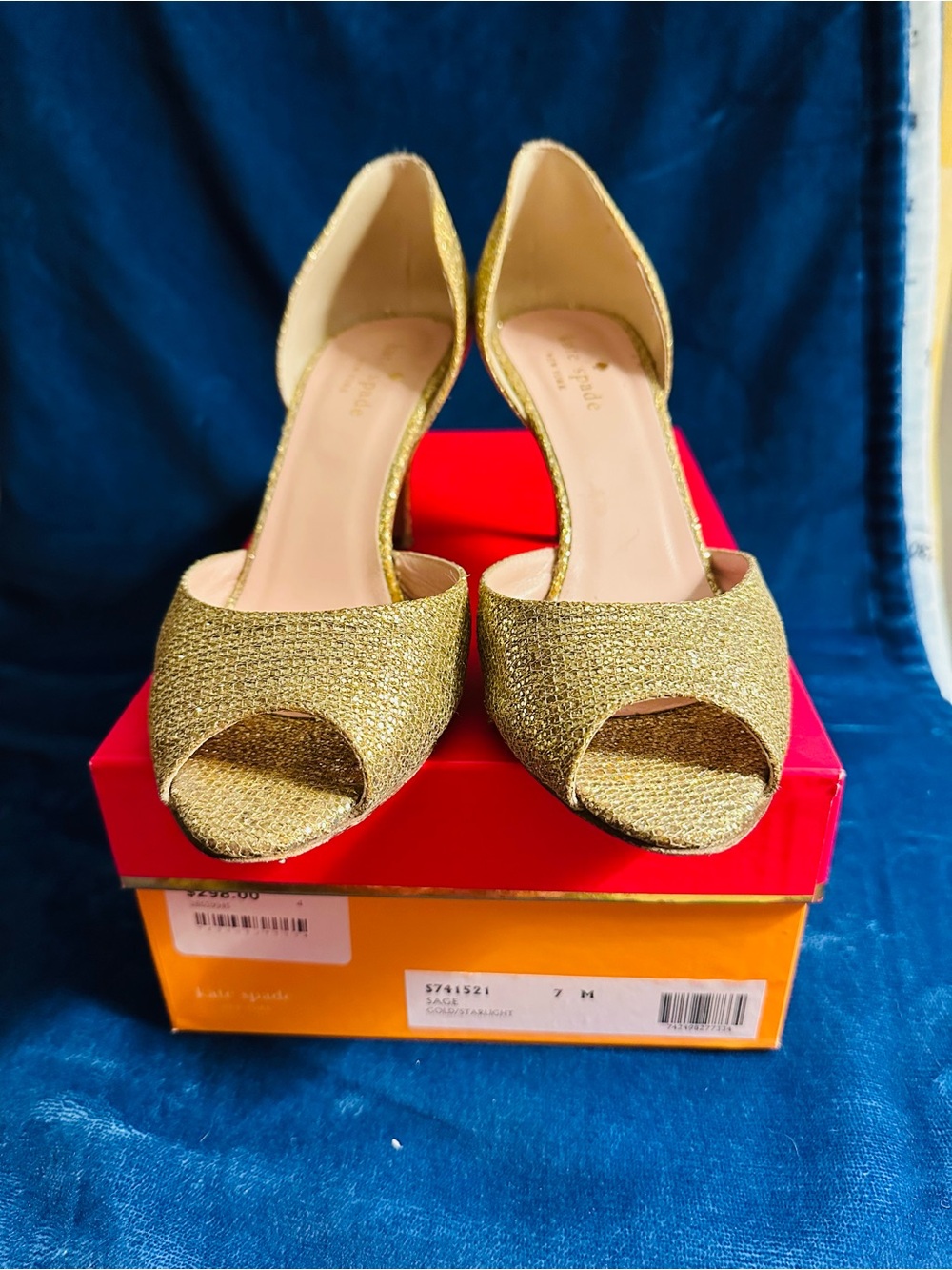 kate spade Gold Glitter Peep-Toe D’Orsay Heels